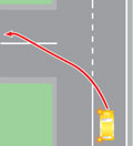 Выезд в нарушение ПДД на полосу, предназначенную для встречного движения, при повороте налево